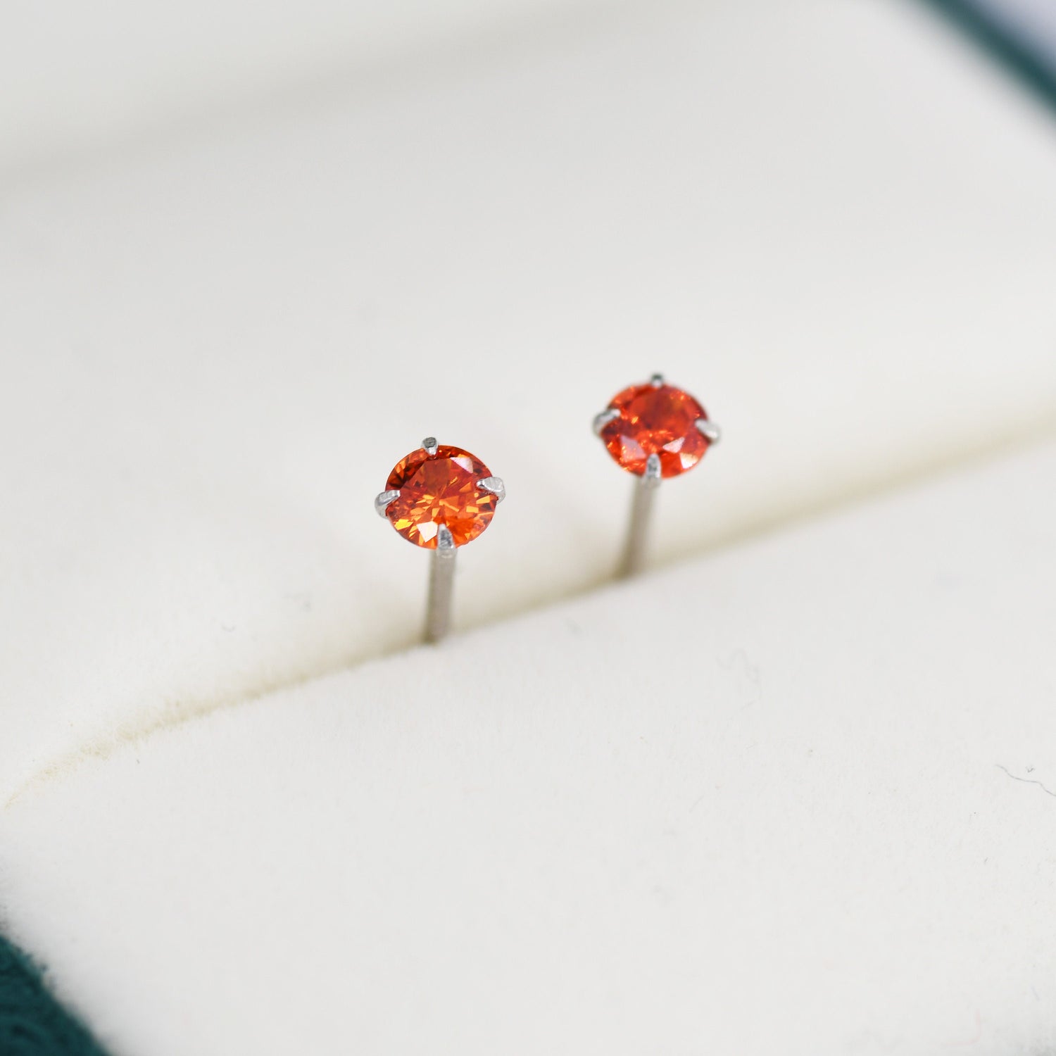 Sterling Silver July Birthstone Earrings, Ruby Red Stud Earrings, Extra Tiny Crystal Stud, 3mm Birthstone CZ Earrings