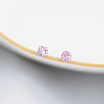 3mm Pink CZ Stud Earrings