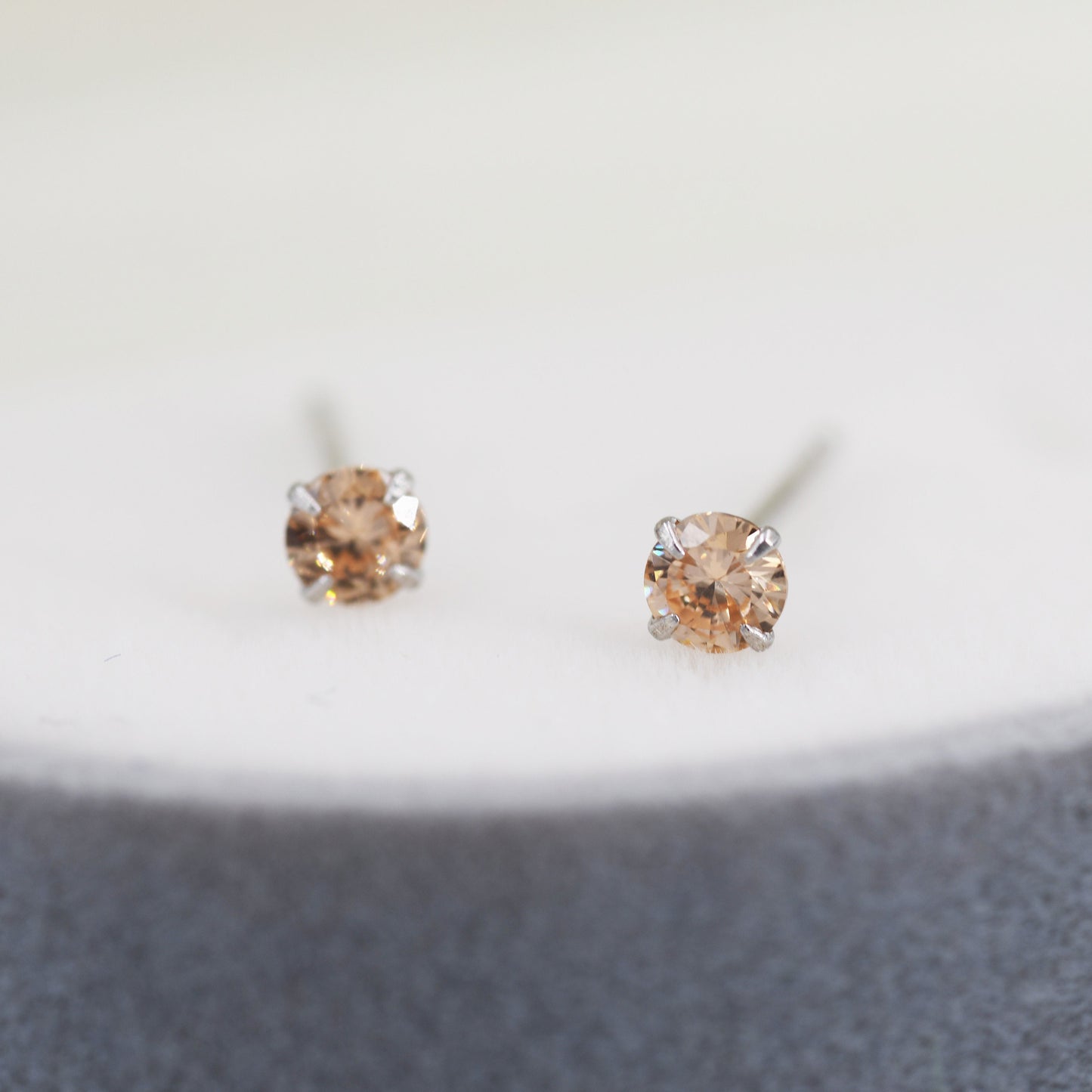 Sterling Silver November Birthstone Earrings, Citrine Yellow Stud Earrings, Extra Tiny Crystal Stud, 3mm Birthstone CZ Earrings