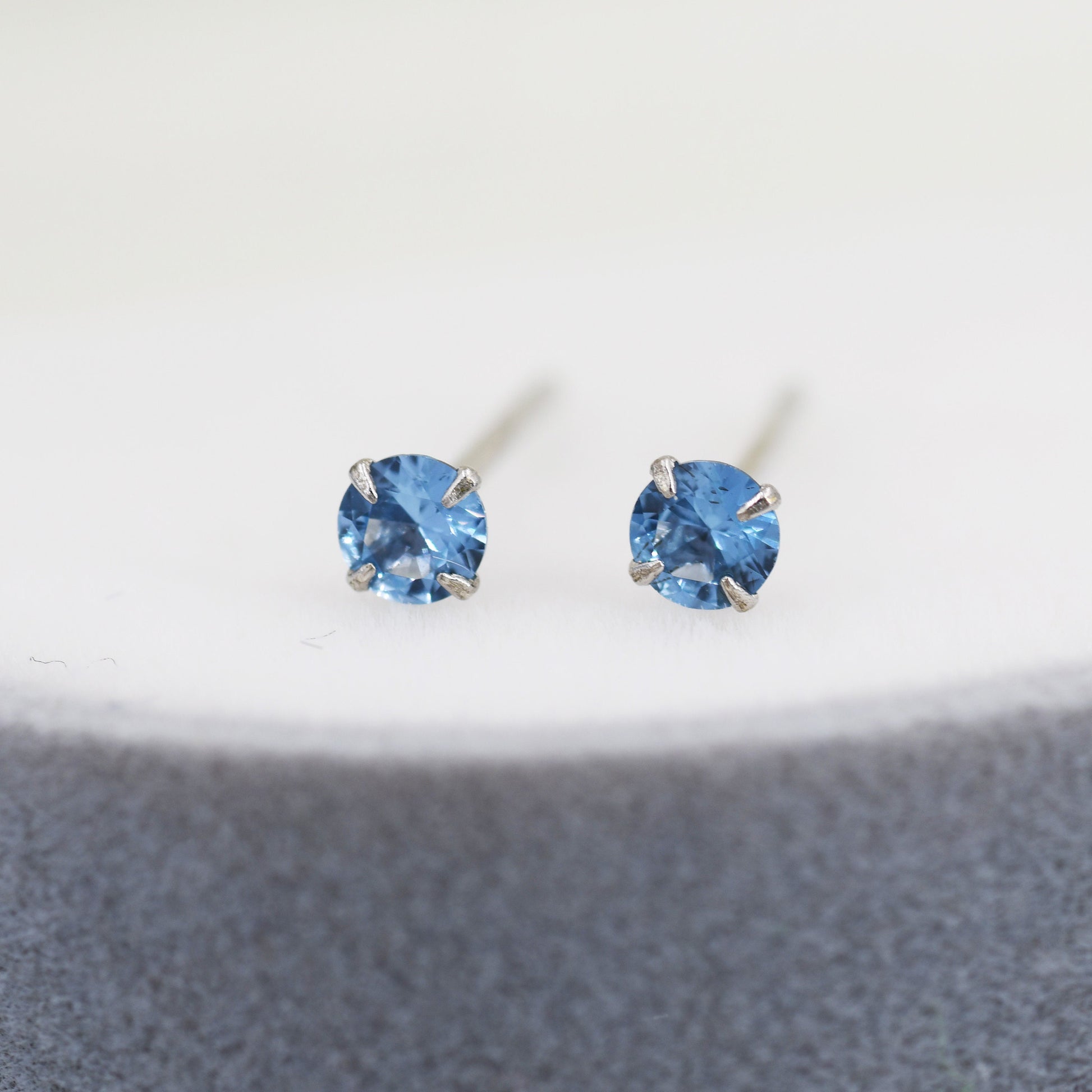 Sterling Silver December Birthstone Earrings, Tanzanite Blue Stud Earrings, Extra Tiny Crystal Stud, 3mm Birthstone CZ Earrings