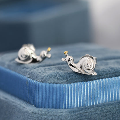 Snail Stud Earrings in Sterling Silver, Cute Snail Earrings, Silver Animal Earrings, Nature Inspired Jewellery