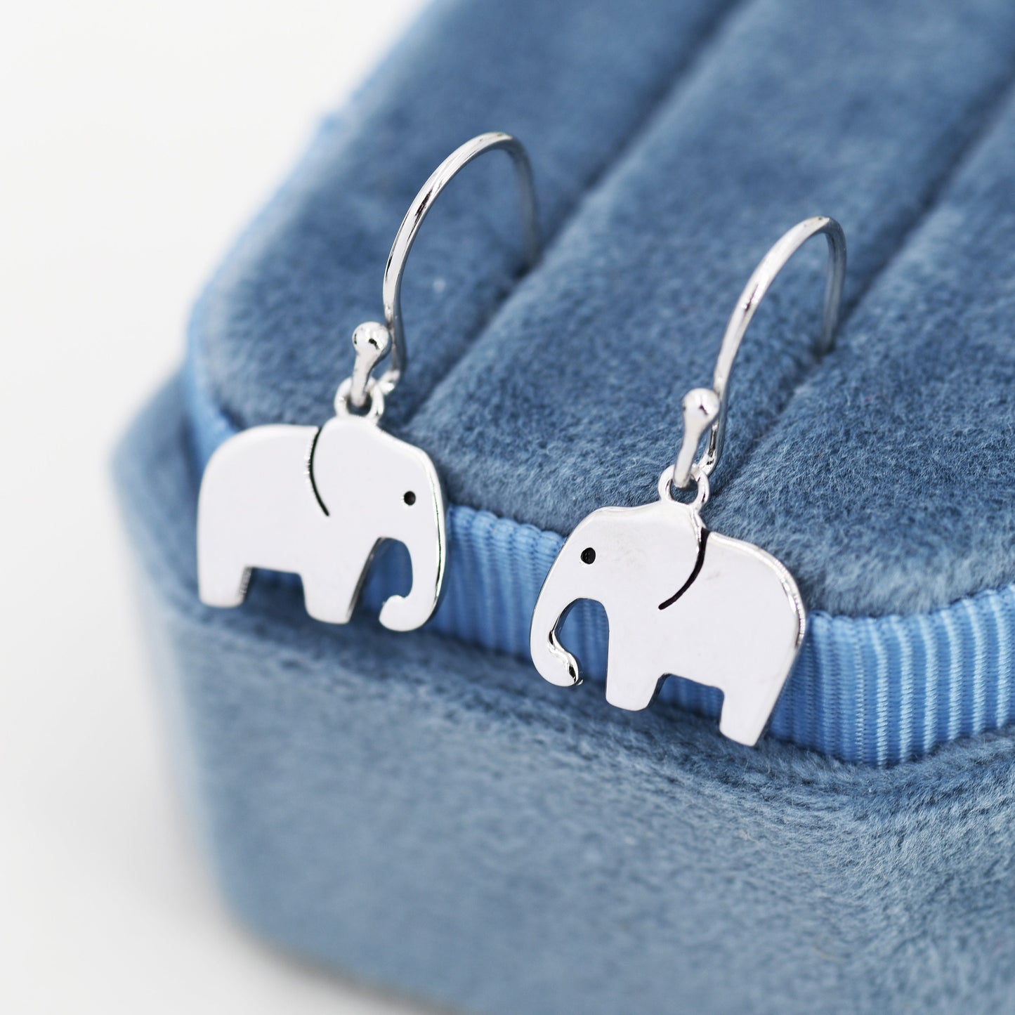 Sterling Silver Cute Elephant Necklace and Dangle Earrings in Sterling Silver, Silver Animal Earrings and Pendant, Nature Inspired Jewellery