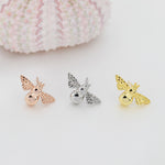 Bumble Bee Stud Earrings in Sterling Silver, Silver, Gold or Rose Gold, Two Tone Bee Earrings, Nature Inspired.