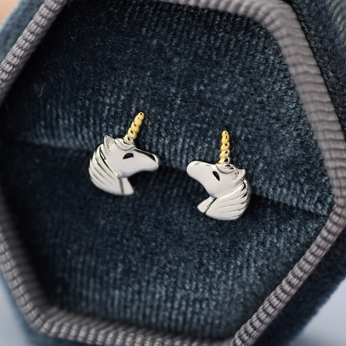 Unicorn Stud Earrings in Sterling Silver, Cute Earrings For Girls, Animal Earrings