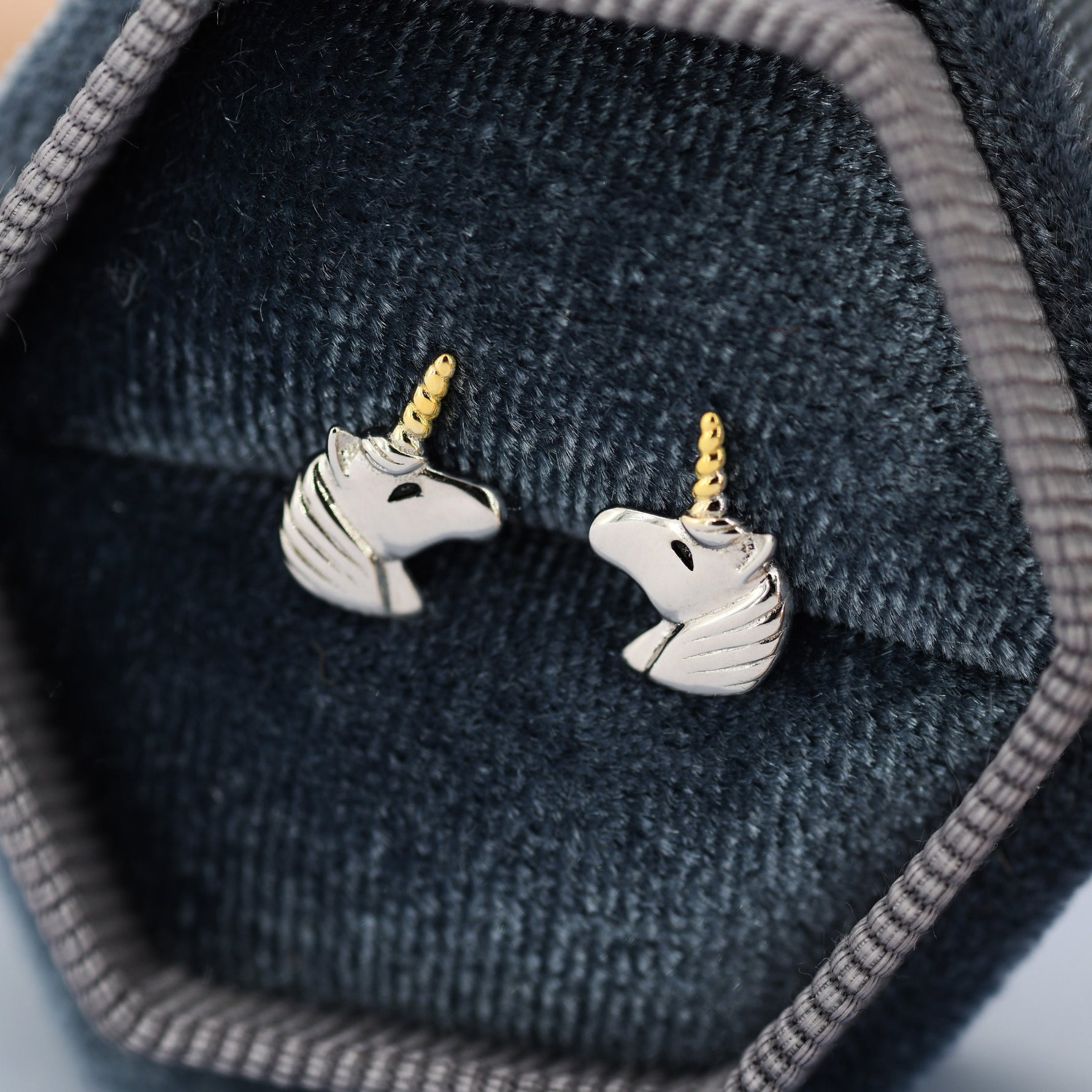 Unicorn Stud Earrings in Sterling Silver, Cute Earrings For Girls, Animal Earrings