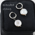 Coin Baroque Pearl Dangle Hoop Earrings in Sterling Silver, Detachable Pearl Hoop Earrings, Pearl Huggie Hoops, Keshi Pearls