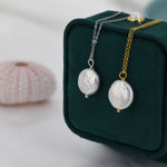 Coin Baroque Pearl Necklace in Sterling Silver, Keshi Pearl Necklace, Natural Freshwater Pearl Necklace