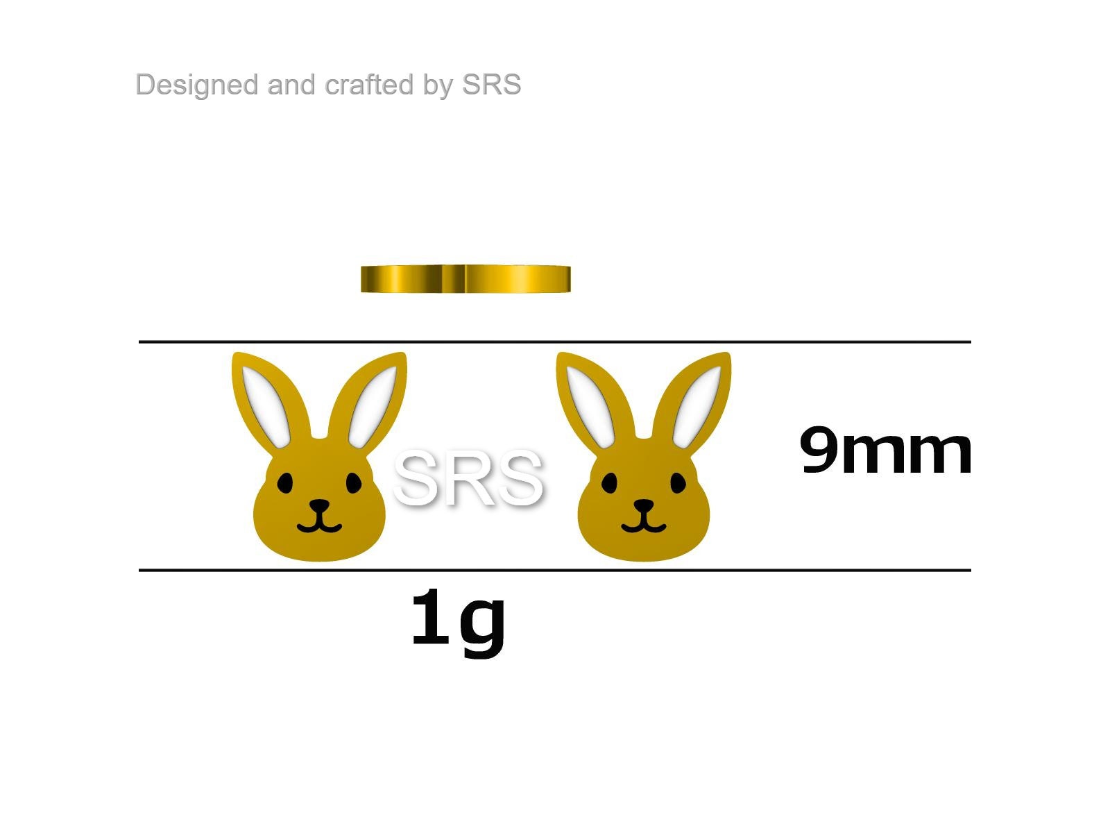 Cute Bunny Head Earrings in Sterling Silver, Silver and Rose Gold, Rabbit Stud Earrings, Rabbit Head Earrings, Animal Earrings