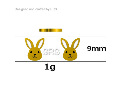 Cute Bunny Head Earrings in Sterling Silver, Silver and Rose Gold, Rabbit Stud Earrings, Rabbit Head Earrings, Animal Earrings