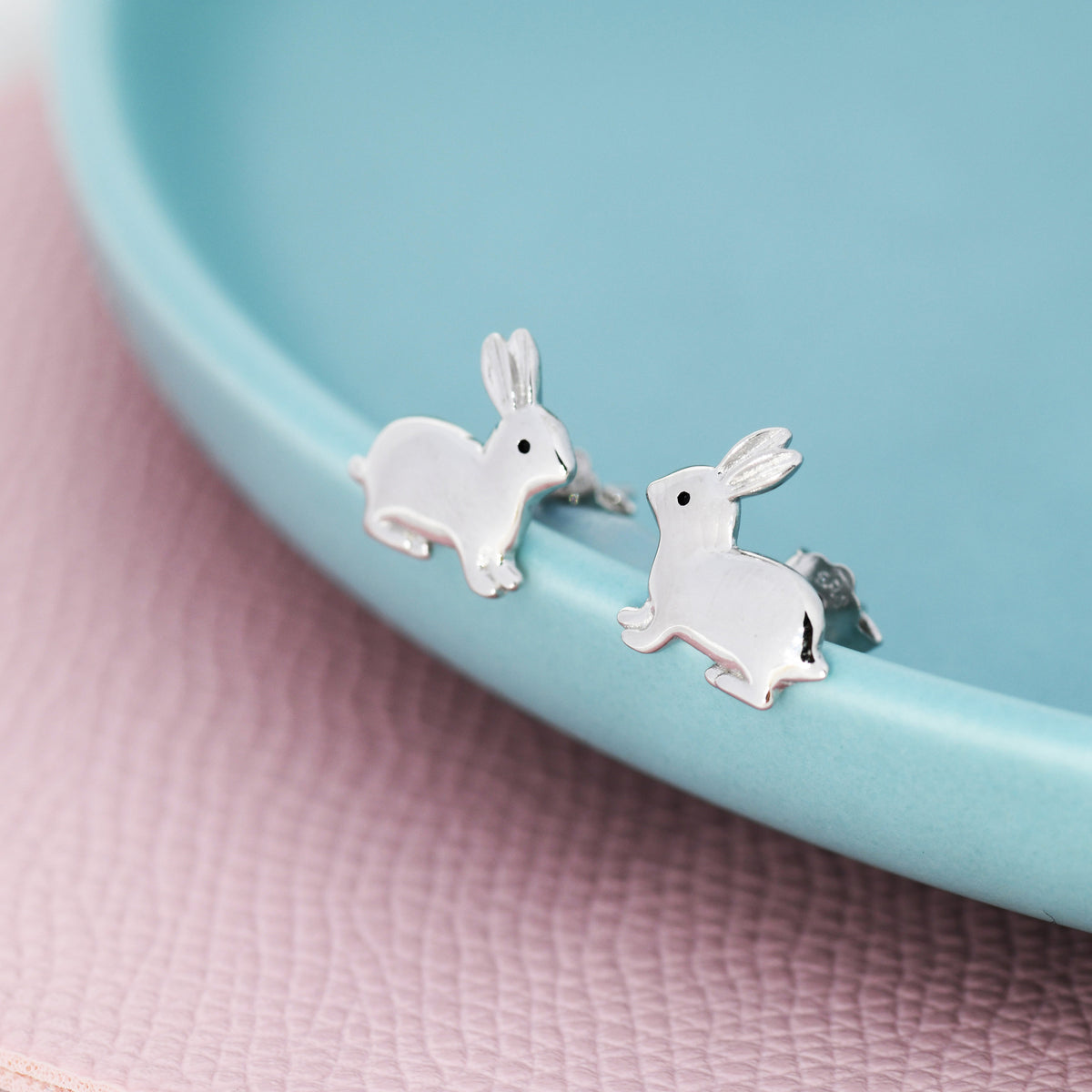 Sterling Silver Rabbit Earrings in Sterling Silver, Bunny Rabbit Stud Earrings, Hare Earrings, Animal Earrings