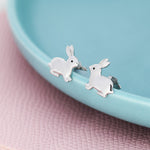 Sterling Silver Rabbit Earrings in Sterling Silver, Bunny Rabbit Stud Earrings, Hare Earrings, Animal Earrings