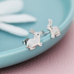 Sterling Silver Rabbit Earrings in Sterling Silver, Bunny Rabbit Stud Earrings, Hare Earrings, Animal Earrings