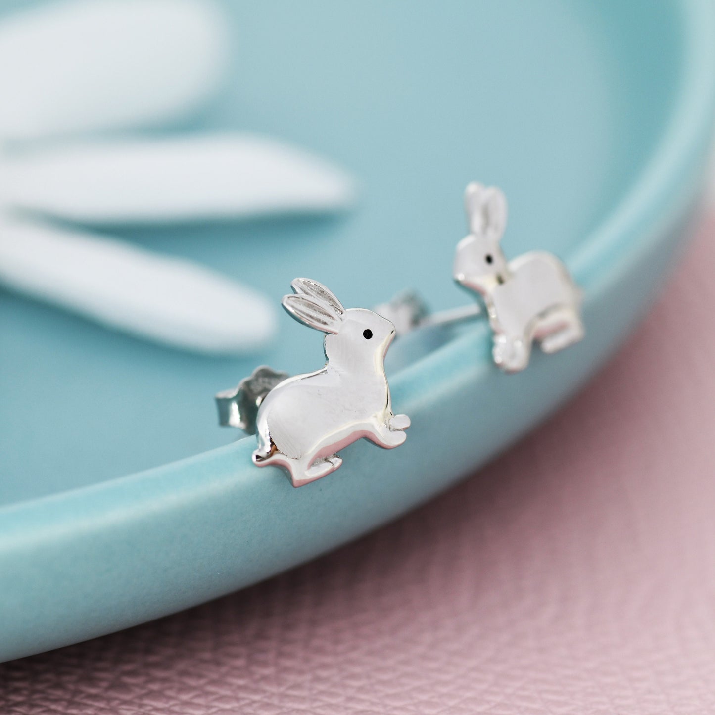 Sterling Silver Rabbit Earrings in Sterling Silver, Bunny Rabbit Stud Earrings,  Hare Earrings, Animal Earrings