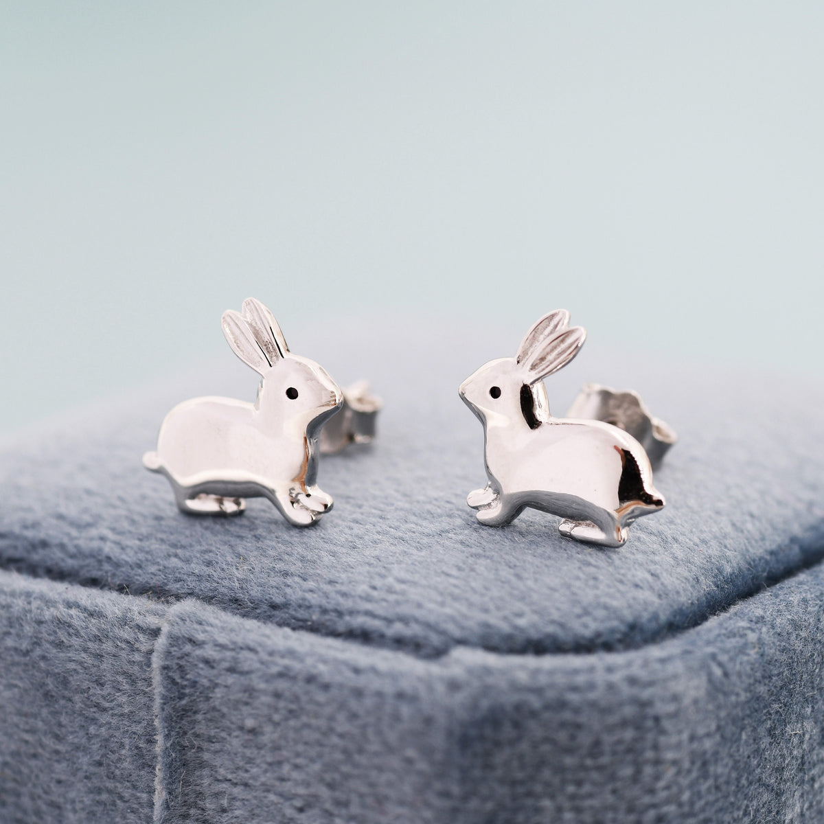 Sterling Silver Rabbit Earrings in Sterling Silver, Bunny Rabbit Stud Earrings, Hare Earrings, Animal Earrings