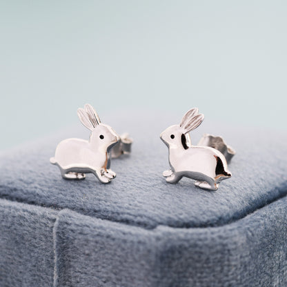 Sterling Silver Rabbit Earrings in Sterling Silver, Bunny Rabbit Stud Earrings,  Hare Earrings, Animal Earrings