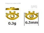 Tiny Eye Stud Earrings in Sterling Silver, Silver or Gold, Evil Eye Stud, Stacking Earrings, Extra Small Stud