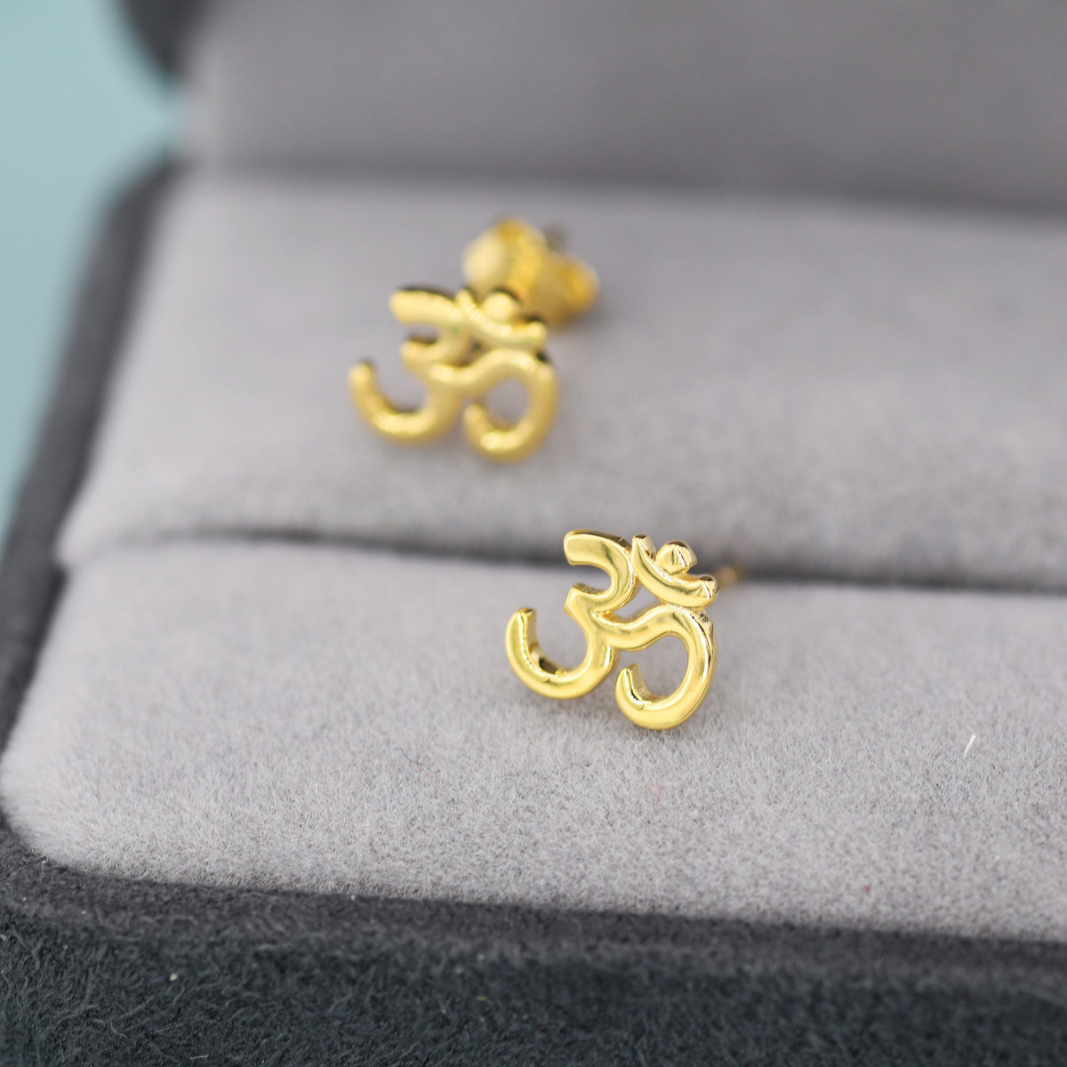 Om Stud Earrings in Sterling Silver, Silver or Gold, Buddhist Earrings, Meditation Earrings, Yoga Earrings