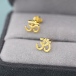 Om Stud Earrings in Sterling Silver, Silver or Gold, Buddhist Earrings, Meditation Earrings, Yoga Earrings