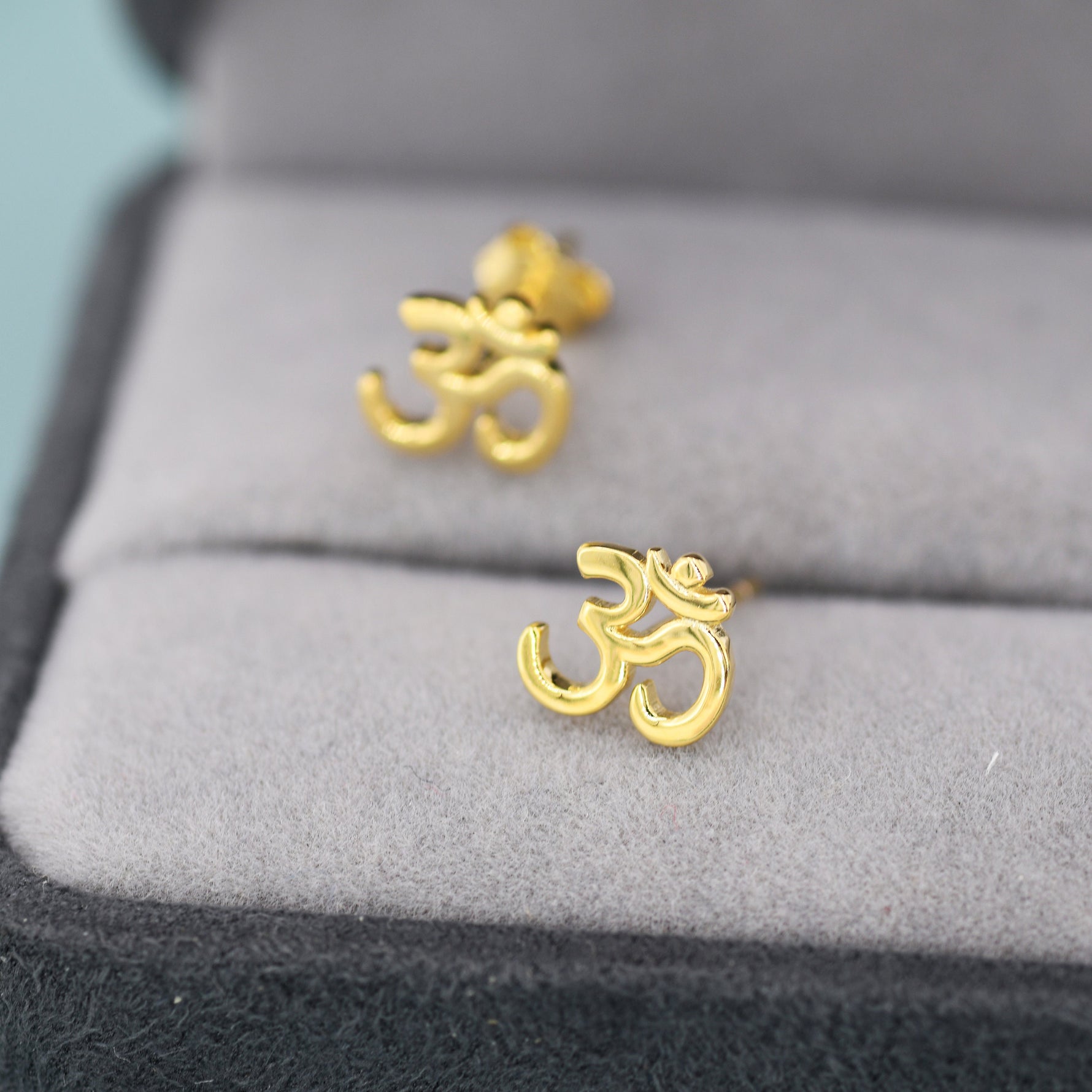 Om Stud Earrings in Sterling Silver, Silver or Gold, Buddhist Earrings, Meditation Earrings, Yoga Earrings