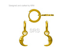 Sterling Silver Crescent Moon Face Hoop Earrings, Detachable Charm Dangle Hoop Earrings, Silver or Gold, Interchangeable Charms