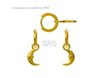 Sterling Silver Moon Face Hoop Earrings, Detachable Charm Dangle Hoop Earrings, Silver or Gold, Interchangeable Charms