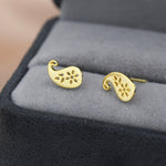 Paisley Pattern Stud Earrings in Sterling Silver, Silver or Gold, Small Stacking Earrings
