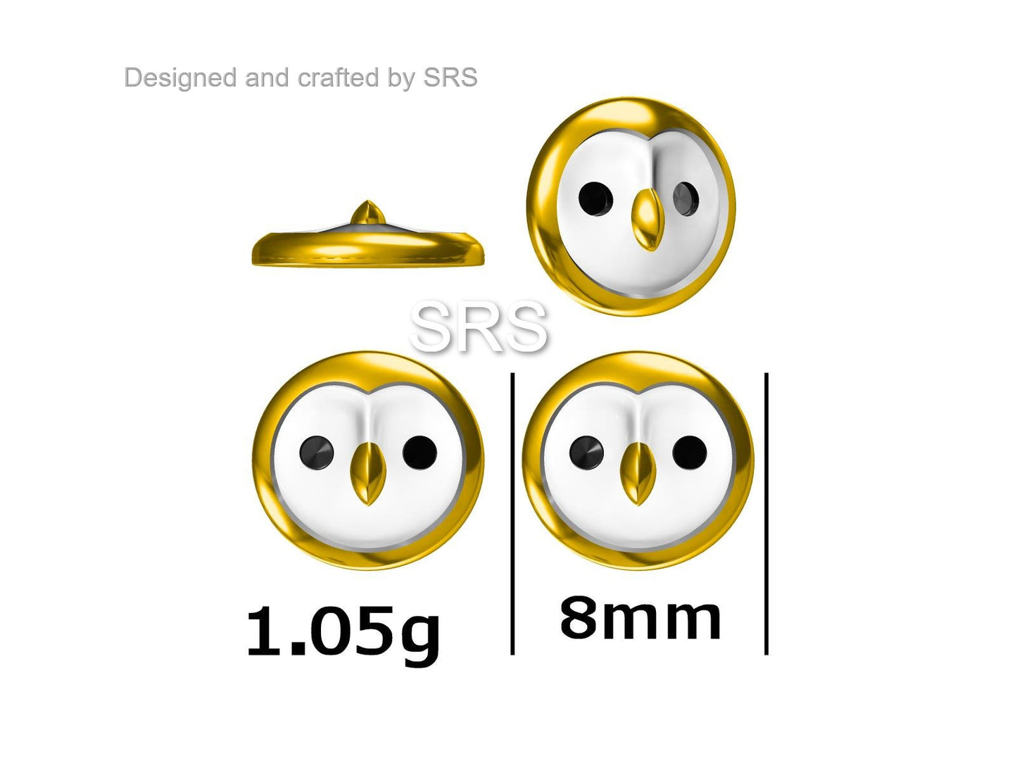 Cute Barn Owl Face Stud Earrings in Sterling Silver, Owl Bird Earrings, Nature Inspired Animal Earrings