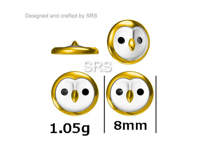 Cute Barn Owl Face Stud Earrings in Sterling Silver, Owl Bird Earrings, Nature Inspired Animal Earrings