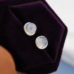 Moonstone Stud Earrings in Sterling Silver, Semi-Precious Gemstone Earrings, Natural Moonstone Earrings