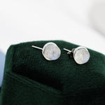 Moonstone Stud Earrings in Sterling Silver, Semi-Precious Gemstone Earrings, Natural Moonstone Earrings