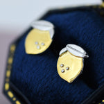 Lemon Stud Earrings in Sterling Silver, Silver and 14ct Yellow Gold Two Tone Earrings, Fruit Earrings, Summer Earrings
