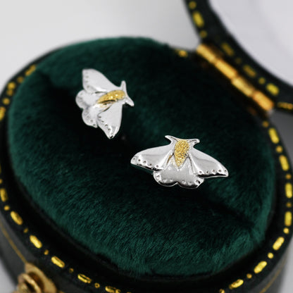 Moth Stud Earrings in Sterling Silver, Butterfly Earrings,  Insect Earrings, Nature Inspired Animal Earrings