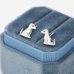 Cute Puppy Dog Stud Earrings in Sterling Silver, Sitting Puppy Earrings, Nature Inspired Animal Earrings, Pet, Terrier, Jack Russell