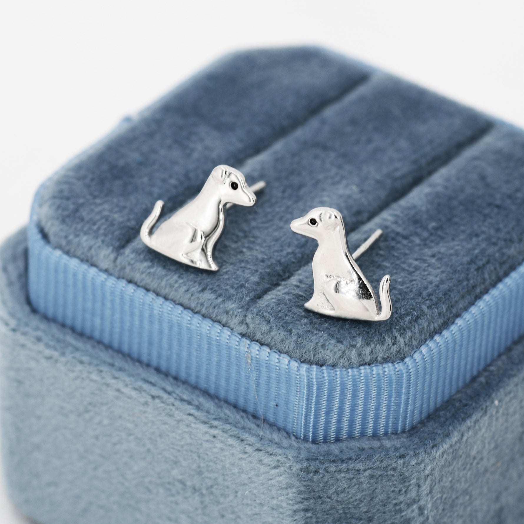 Cute Puppy Dog Stud Earrings in Sterling Silver, Sitting Puppy Earrings, Nature Inspired Animal Earrings, Pet, Terrier, Jack Russell