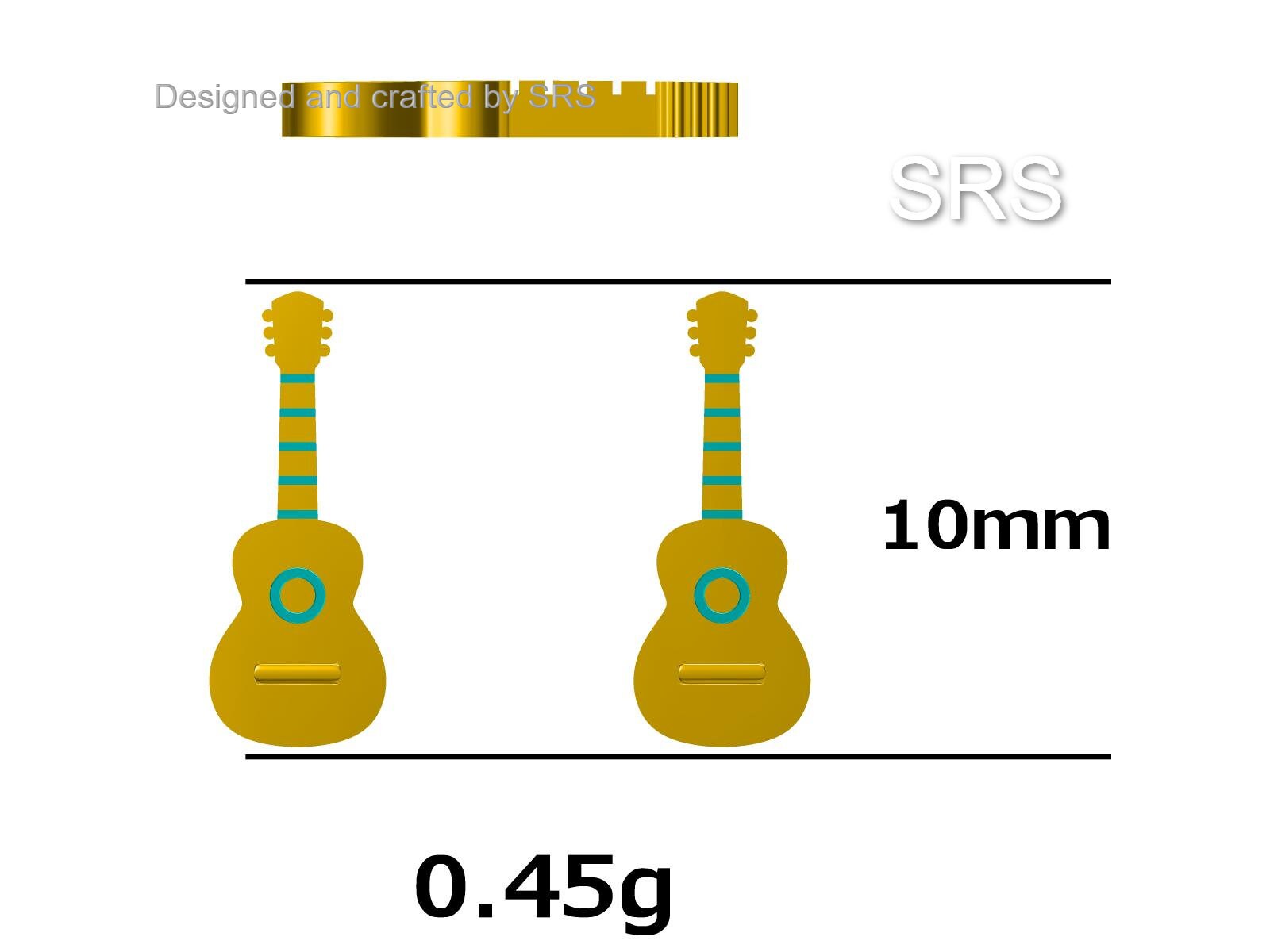 Tiny Acoustic Guitar Stud Earrings in Sterling Silver, Silver or Gold, Music Earrings