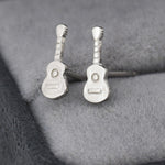 Tiny Acoustic Guitar Stud Earrings in Sterling Silver, Silver or Gold, Music Earrings