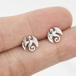 Dragon Stud Earrings in Sterling Silver, Silver or Gold, Nature Inspired Animal Earrings