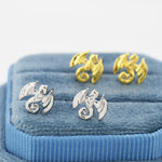 Dragon Stud Earrings in Sterling Silver, Silver or Gold, Nature Inspired Animal Earrings