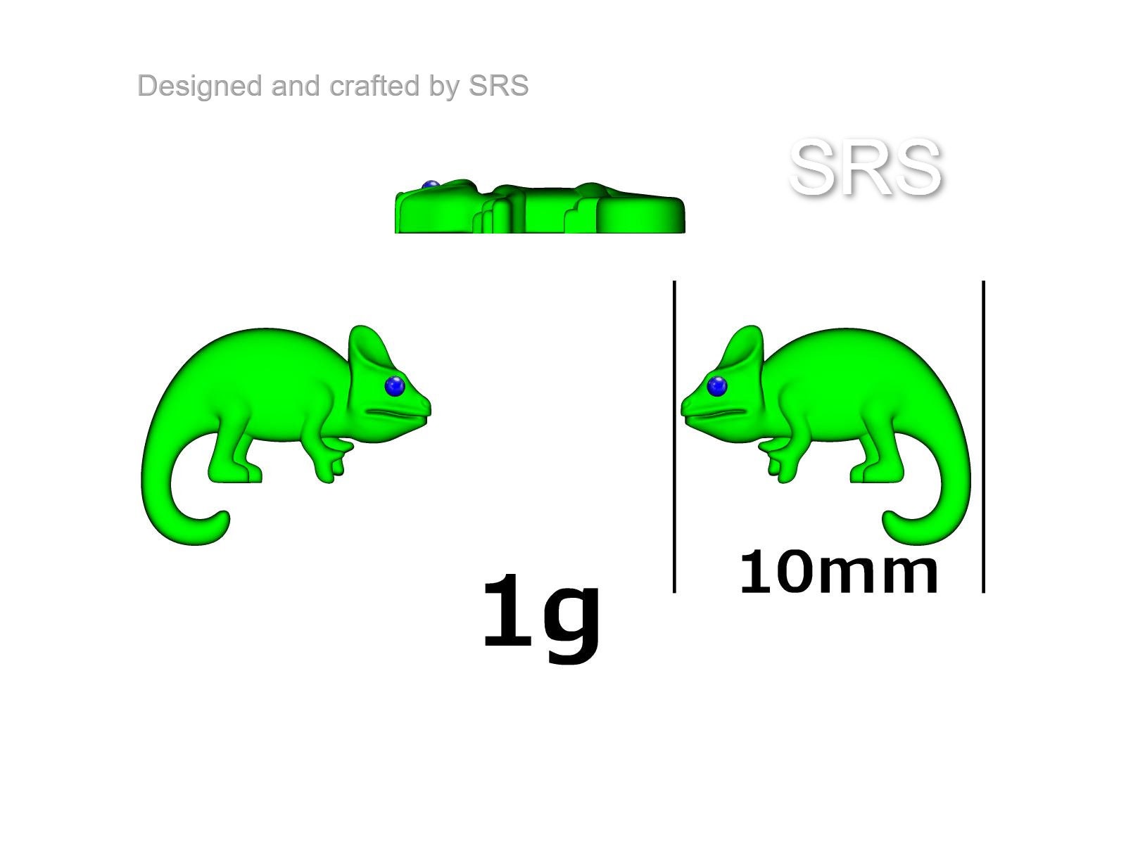 Chameleon Stud Earrings in Sterling Silver, Silver or Gold, Nature Inspired Animal Earrings, Lizard Earrings