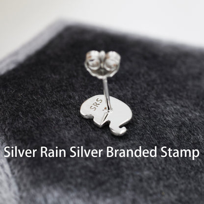 Cute Baby Elephant Stud Earrings in Sterling Silver, Tiny Elephant Earrings, Nature Inspired Animal Earrings