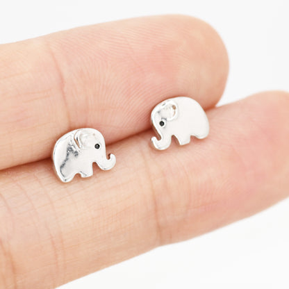 Cute Baby Elephant Stud Earrings in Sterling Silver, Tiny Elephant Earrings, Nature Inspired Animal Earrings