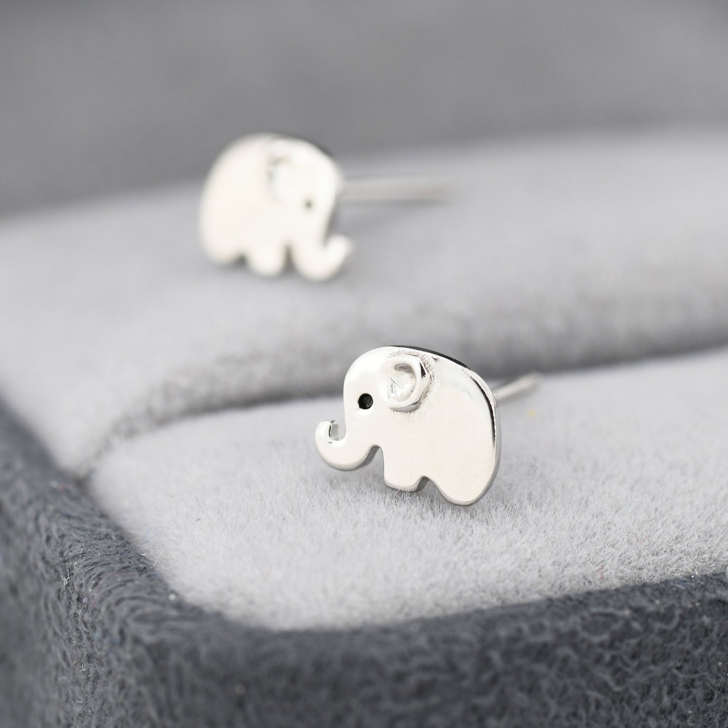 Cute Baby Elephant Stud Earrings in Sterling Silver, Tiny Elephant Earrings, Nature Inspired Animal Earrings