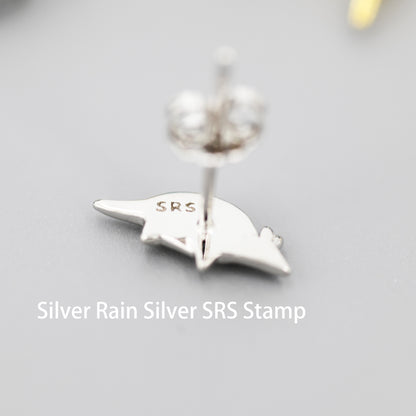 Armadillo Stud Earrings in Sterling Silver, Silver or Gold, Nature Inspired Animal Earrings