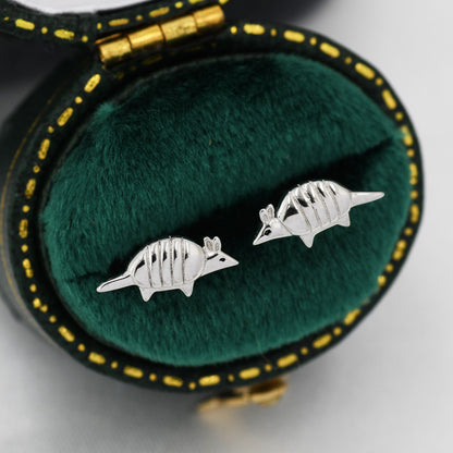 Armadillo Stud Earrings in Sterling Silver, Silver or Gold, Nature Inspired Animal Earrings