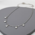 Hammered Disk Choker Necklace in Sterling Silver, Silver Disk Choker Necklace