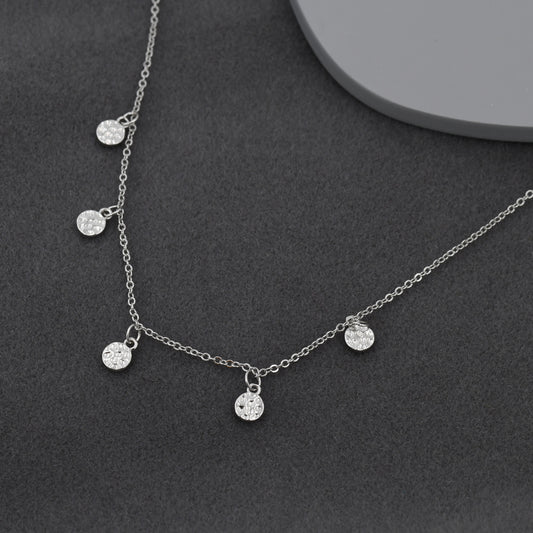 Hammered Disk Choker Necklace in Sterling Silver, Silver Disk Choker Necklace