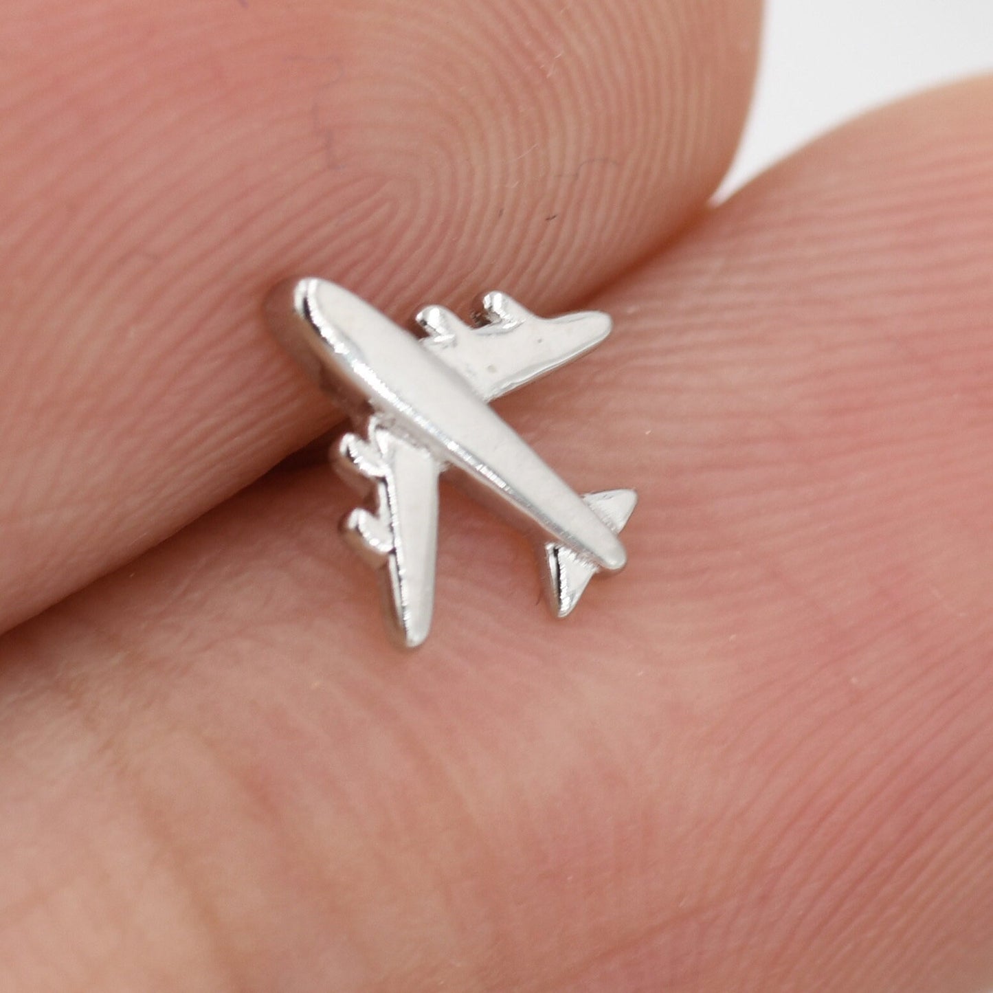 Tiny Plane Stud Earrings in Sterling Silver, Silver or Gold, Airplane Earrings, Stacking Earrings