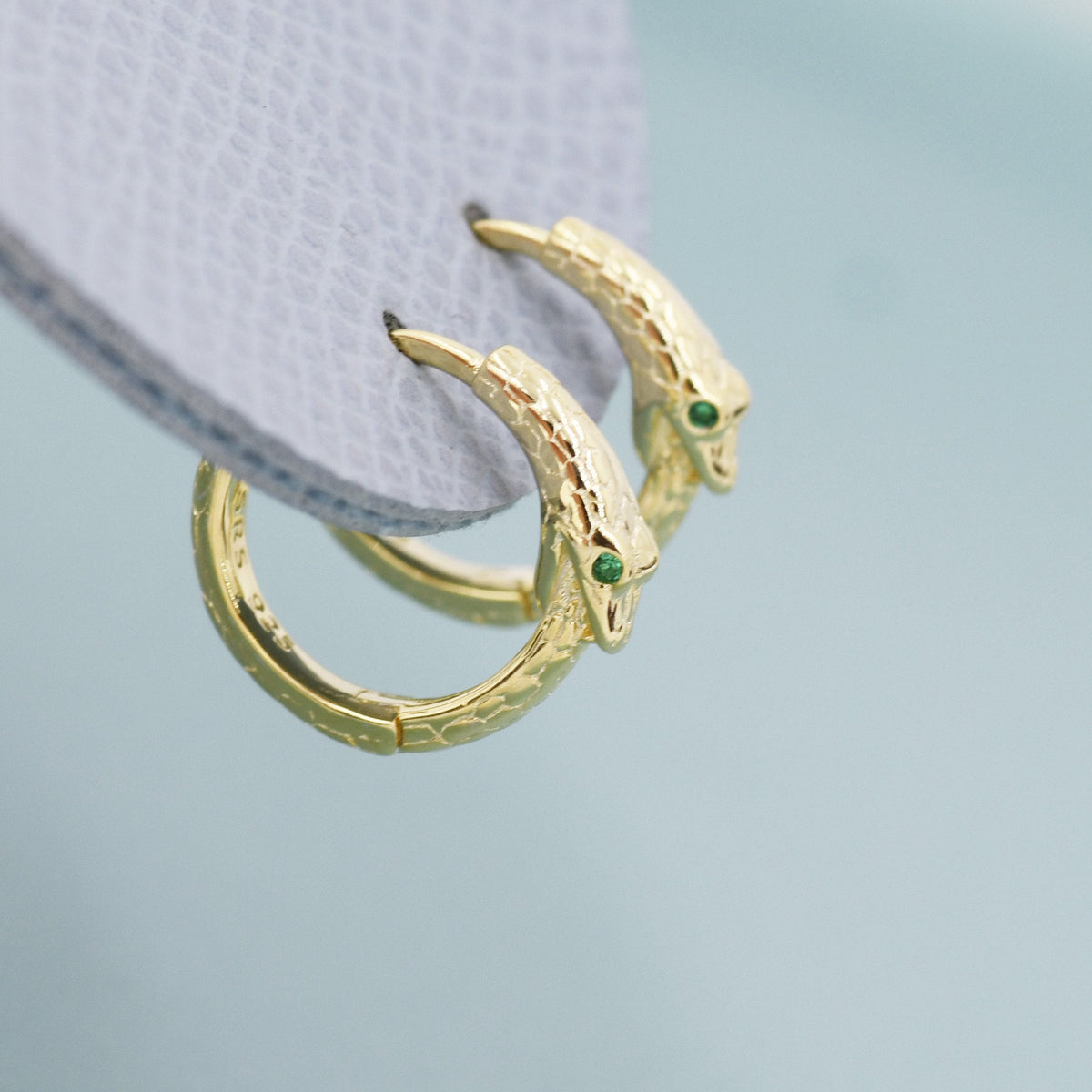 Snake Huggie Hoop in Sterling Silver, Silver or Gold, 10mm Inner Diameter, Ouroboros Hoop Earrings, Serpent Earrings