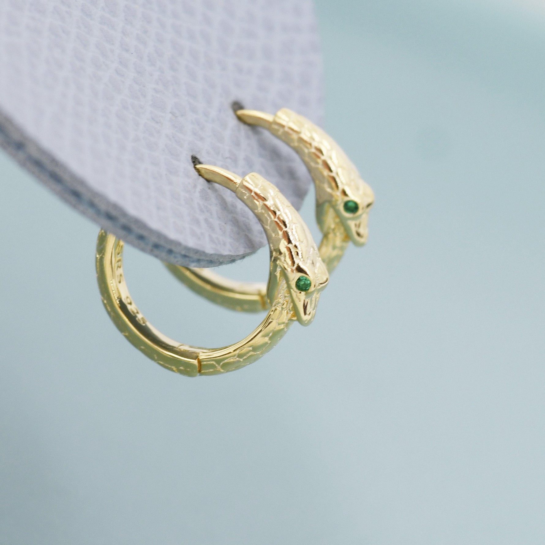 Snake Huggie Hoop in Sterling Silver, Silver or Gold, 10mm Inner Diameter, Ouroboros Hoop Earrings, Serpent Earrings