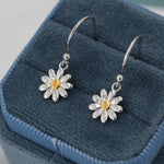 Little Daisy Flower Drop Hook Earrings in Sterling Silver - Cute Flower Blossom Earrings - Fun, Whimsical